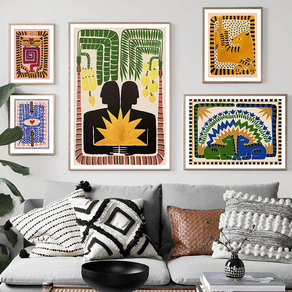 Colorful Abstract Boho Wall Art – Orange Tiger Canvas Print