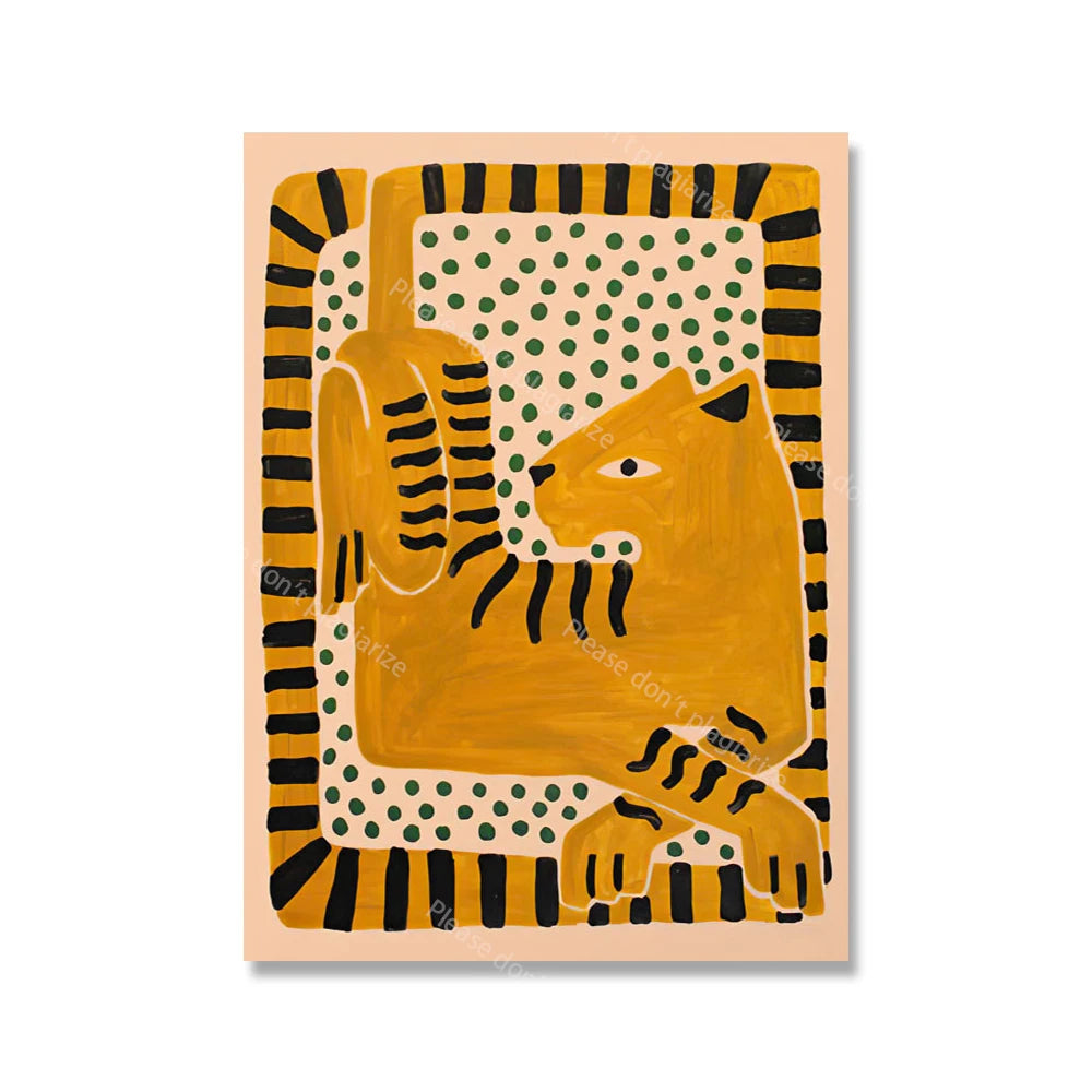 Colorful Abstract Boho Wall Art – Orange Tiger Canvas Print