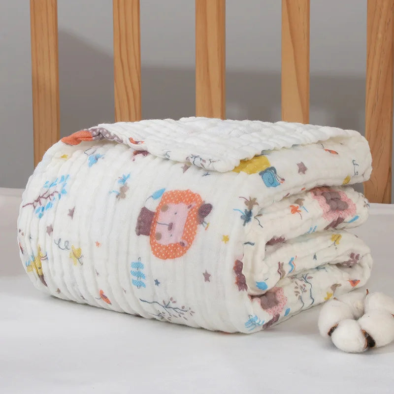 Boho Baby Bamboo Cotton Receiving Blanket – 6-Layer Swaddle Wrap for Infants