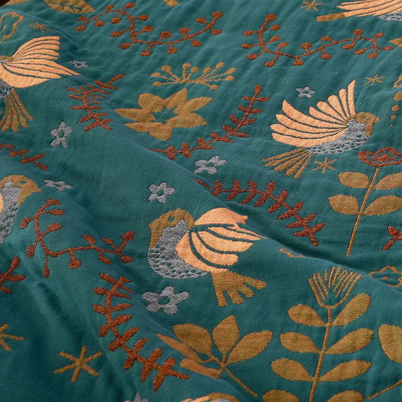 100% Cotton Muslin Throw – Soft, Lightweight & Boho-Chic Blanket - Orange & Purple Shapes
