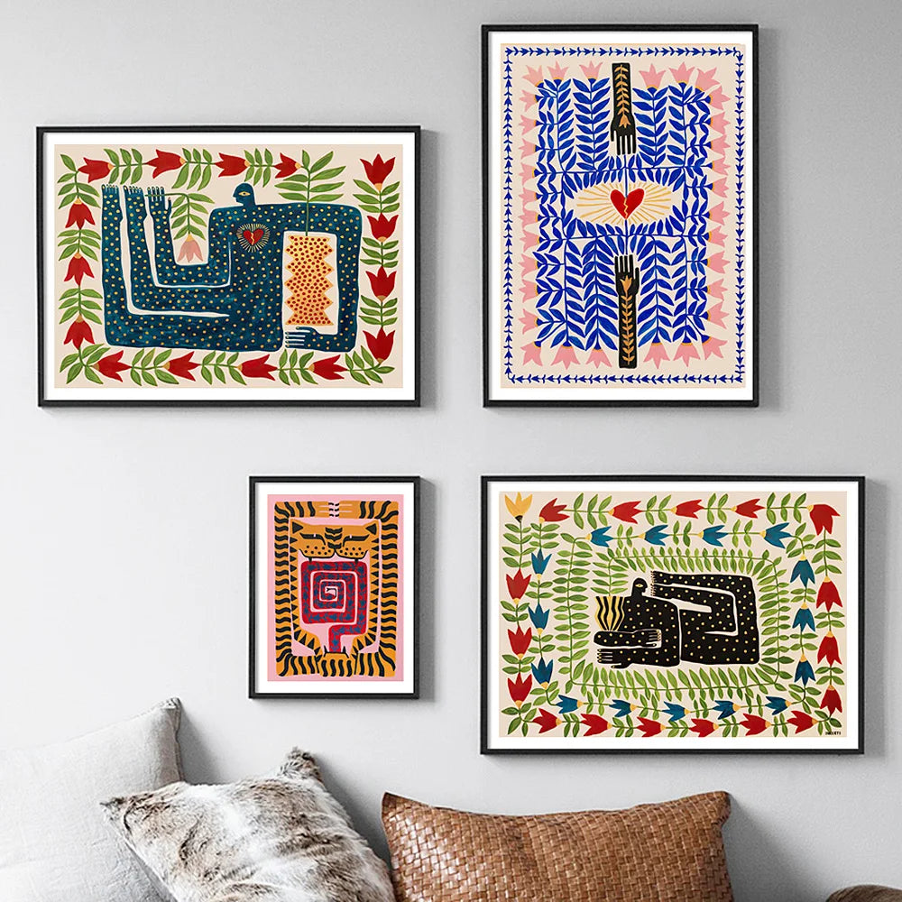 Colorful Abstract Boho Wall Art – Orange Tiger Canvas Print