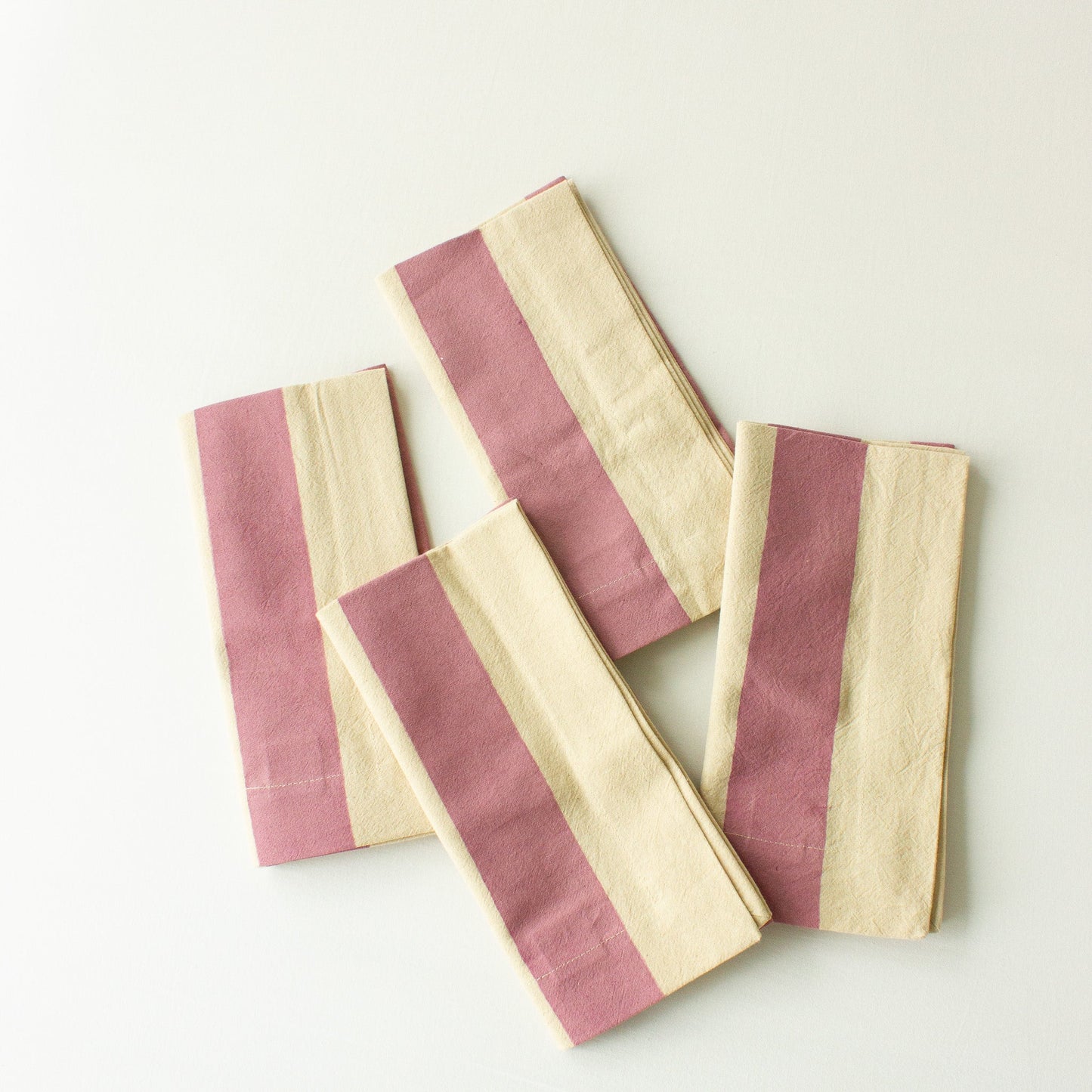 Oh! Stripes (Rose) Block Print Napkins, Set of 4
