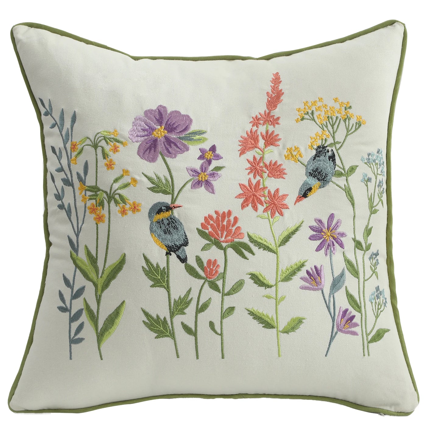 Boho Home Decor Embroidered Linen Cotton Pillowcase – Decorative Square Throw Pillow Cover for Sofa & Farmhouse Style