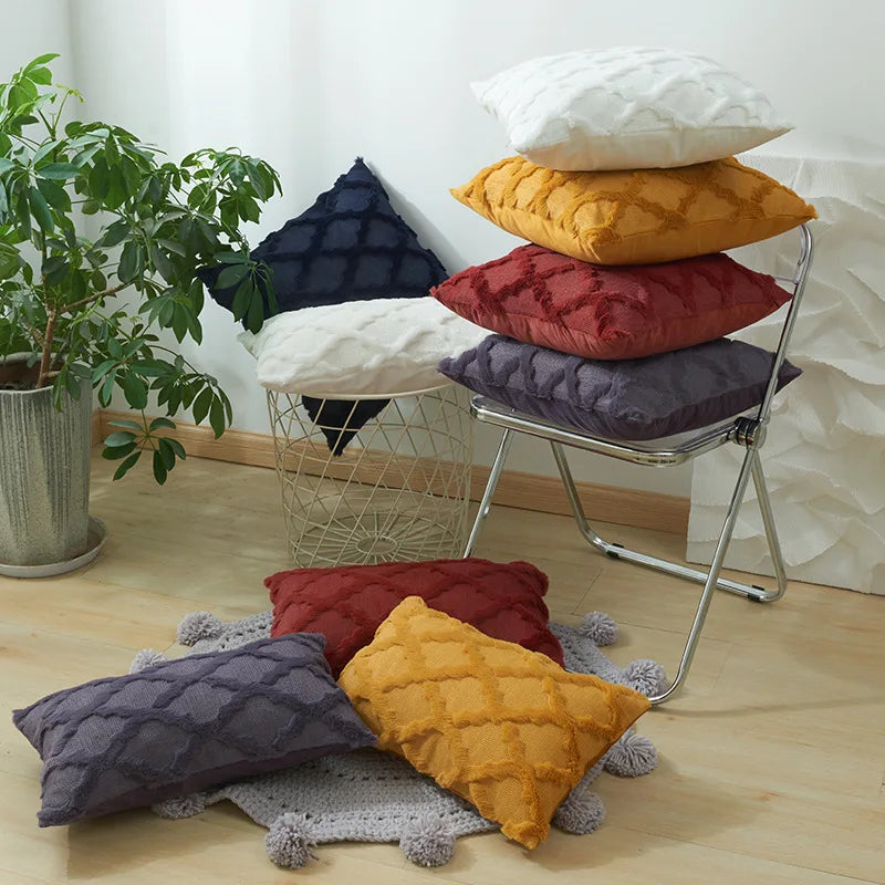 Plush Wool-Inspired Throw Pillow Cover – Soft Textured Accent for Cozy Boho Spaces