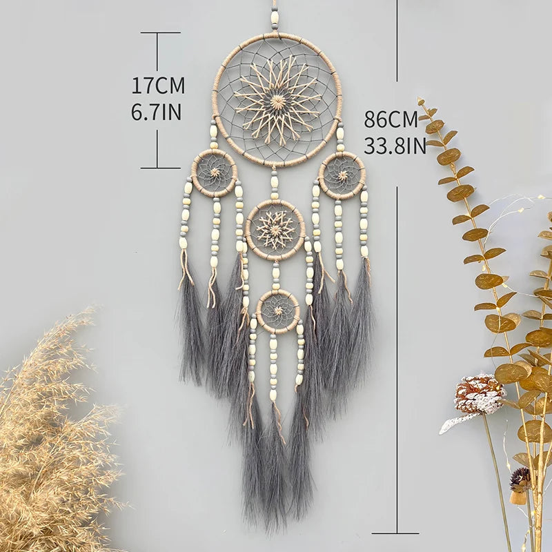🌾 Bohemian Pampas Grass Dream Catcher – Handwoven Wall Hanging | Boho Home Decor & Housewarming Gift