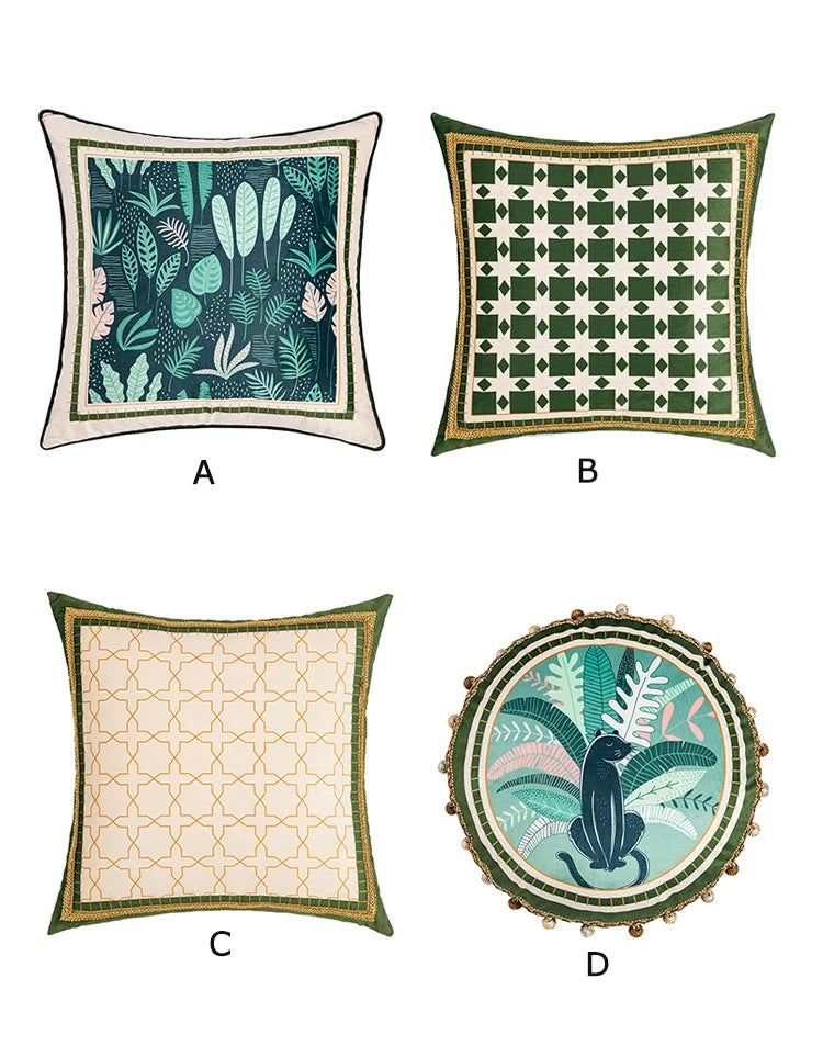 Velvet Leaf Patterned Pillow Cover – Soft Decorative Cushion Cover