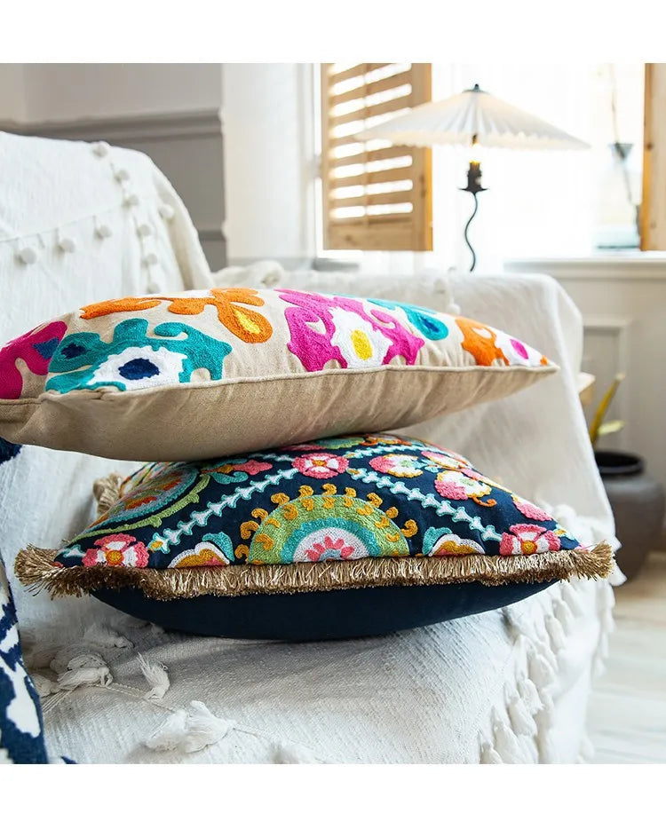 Boho Home Decor Cotton Pillowcase – Decorative Bohemian Sofa Cushion Cover for Living Room