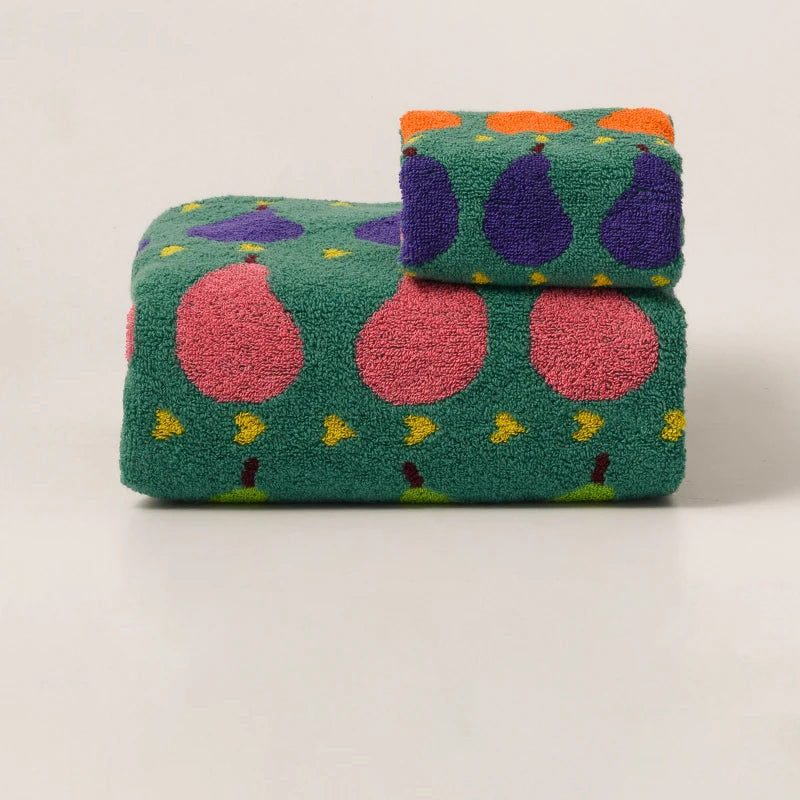 Pear Pattern Cotton Soft & Absorbent Boho Bath Towel