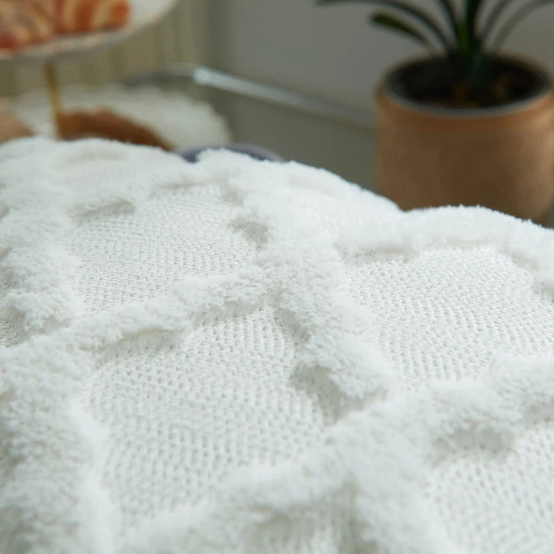 Plush Wool-Inspired Throw Pillow Cover – Soft Textured Accent for Cozy Boho Spaces