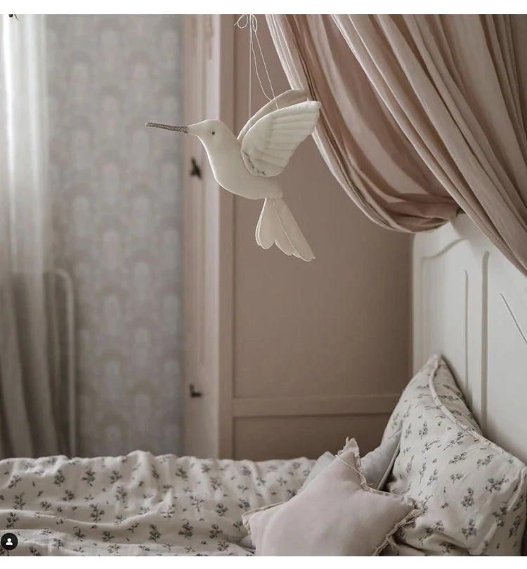 Cute Wall Hanging Hummingbird Plush Stuffed Doll Fabric Home Bedroom Nursery Room Decoration Hanging Bird Baby Decor
