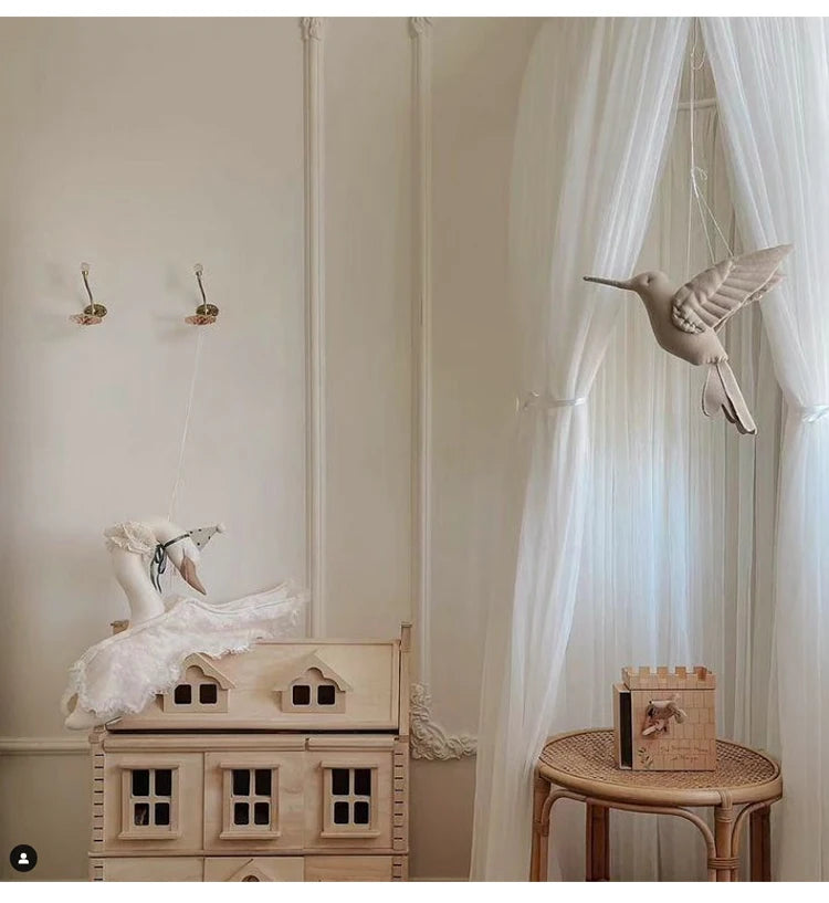 Cute Wall Hanging Hummingbird Plush Stuffed Doll Fabric Home Bedroom Nursery Room Decoration Hanging Bird Baby Decor