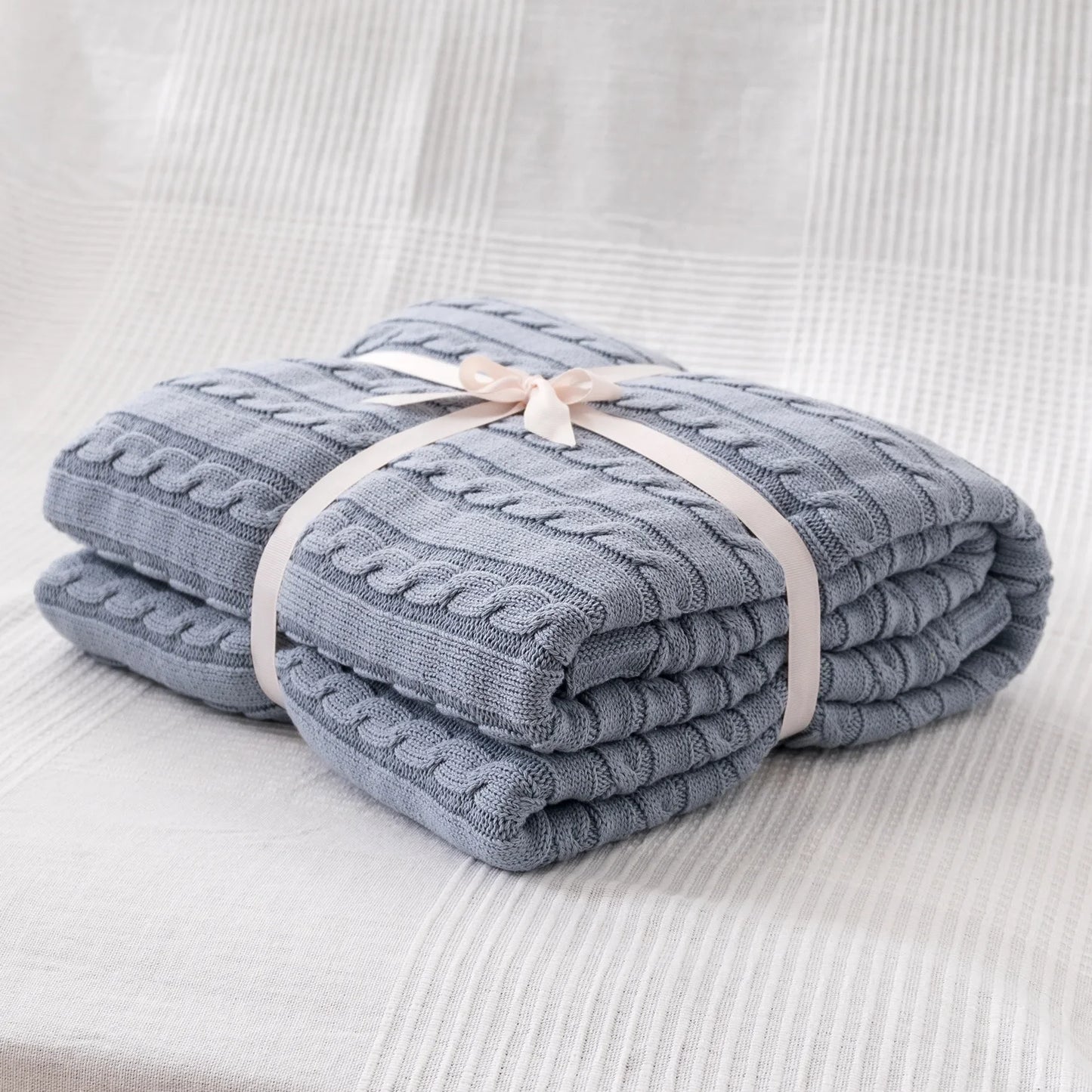 100% Cotton Cable Knit Throw Blanket – Soft & Breathable Boho Home Decor