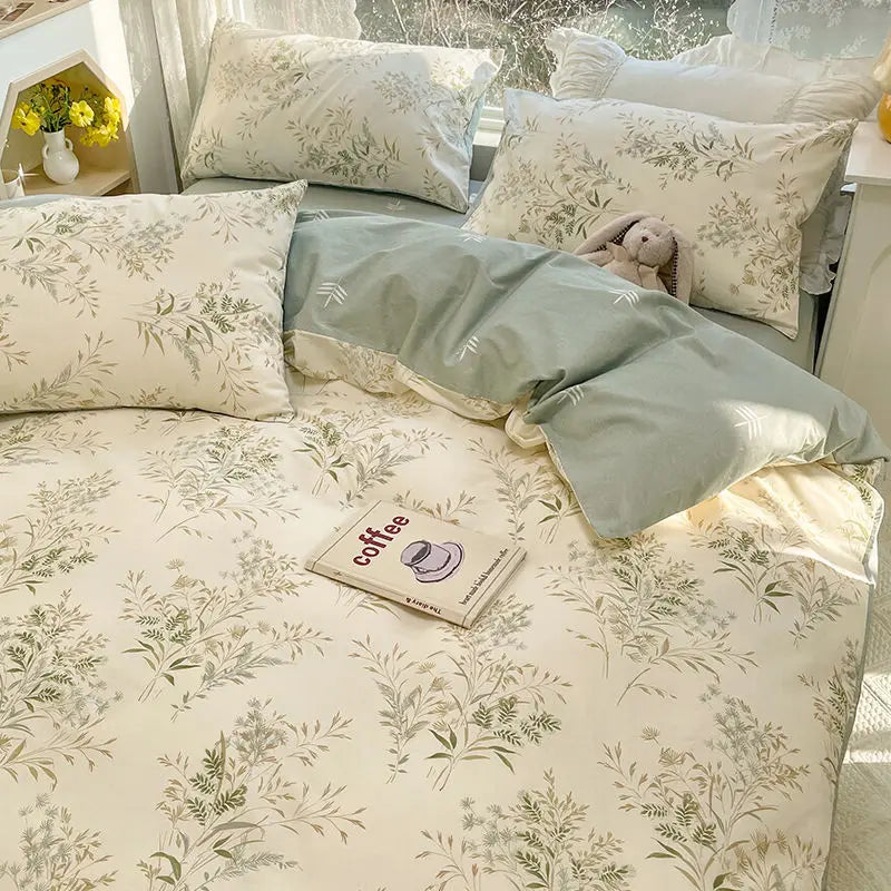 Pink Floral Boho Bedding Set – Soft Microfiber Duvet Cover, Flat Sheet & Pillowcases