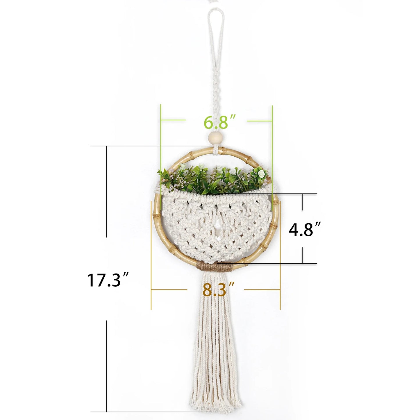 Boho Macrame Wall Hanging with Flower Pot Pocket – Handmade Nordic Round Wall Tapestry | Dorm Room & Home Decor