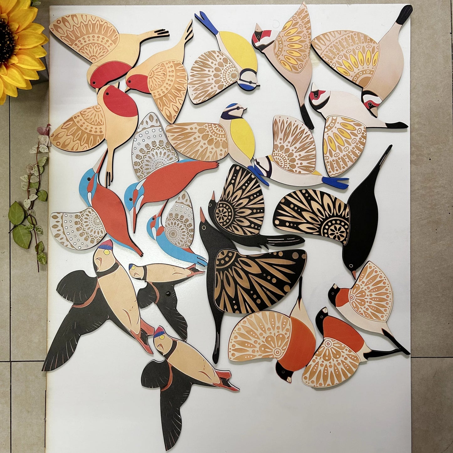 3-Piece Wooden Bird Wall Decor Set – Patterned Boho Home Decor for Indoors & Outdoors Bird Lover Gift for Birder