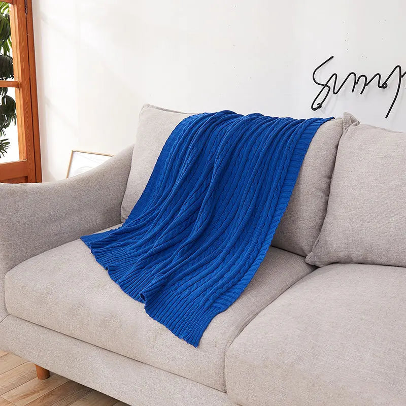100% Cotton Cable Knit Throw Blanket – Soft & Breathable Boho Home Decor