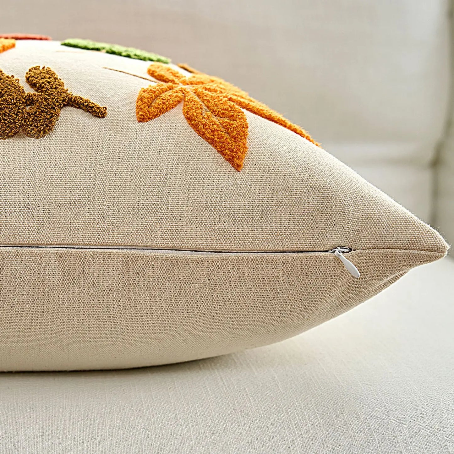 Halloween maple pumpkin throw pillow cover with festive lettering, autumn-themed decorative cushion for sofa, bed, and seasonal home decor