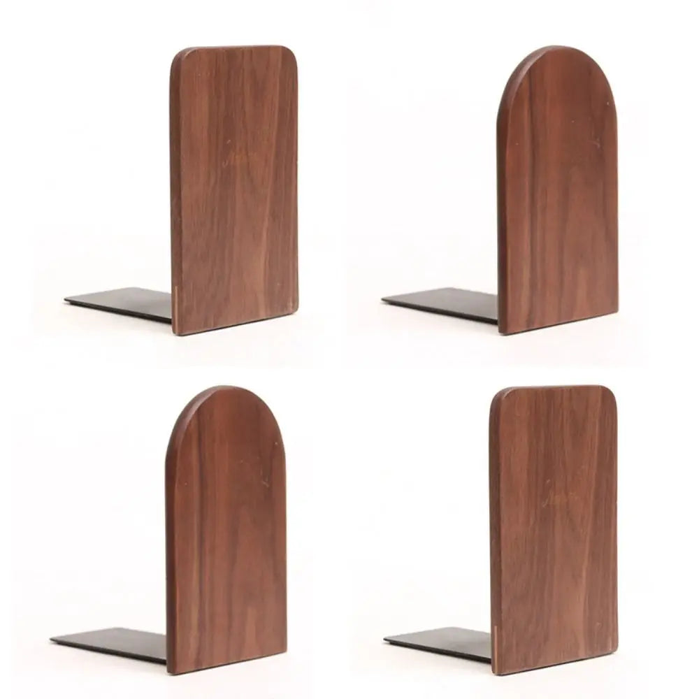 1Pc Book Holder Nature Wooden Bookend Beech Walnut Desk Organizer Desktop Bookshelf Simple Wood Book Support Boho Minimalism