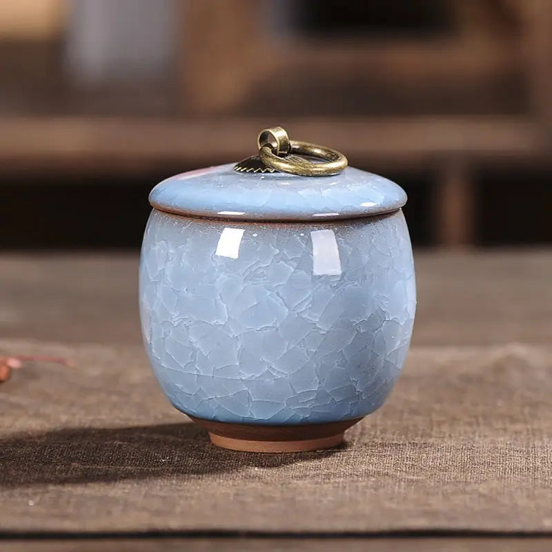 Mini Ceramic Storage Jar with Lid – Airtight Kitchen Container for Tea, Coffee & Spices