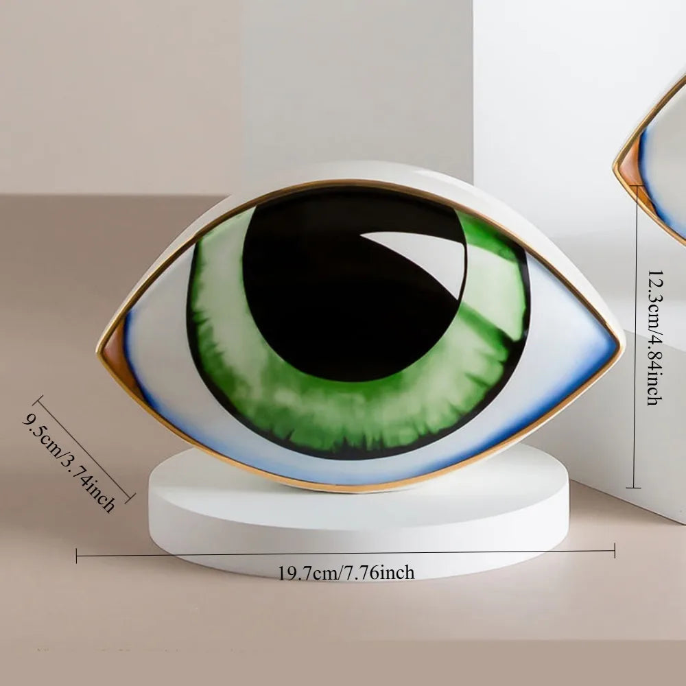 Moroccan Turkish blue evil eye ceramic figurine, unique bohemian home decor accent perfect for eclectic and boho home styles, adds soulful vibes and a cozy touch to any room, great for gifting as a boho home decor gift or housewarming present.