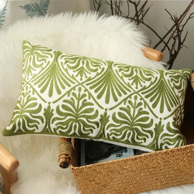 Boho Embroidered Cushion Cover – Decorative Cotton Canvas Pillow Sham