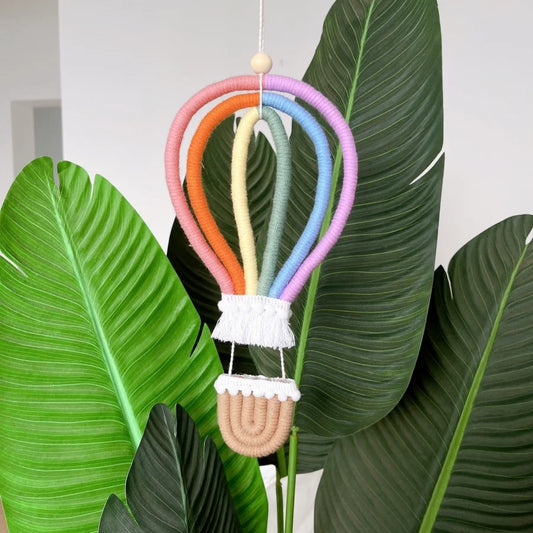 1pc colorful hot air balloon woven pendant rainbow rope home decor boho children's room baby decoration Hanging Ornament for nursery
