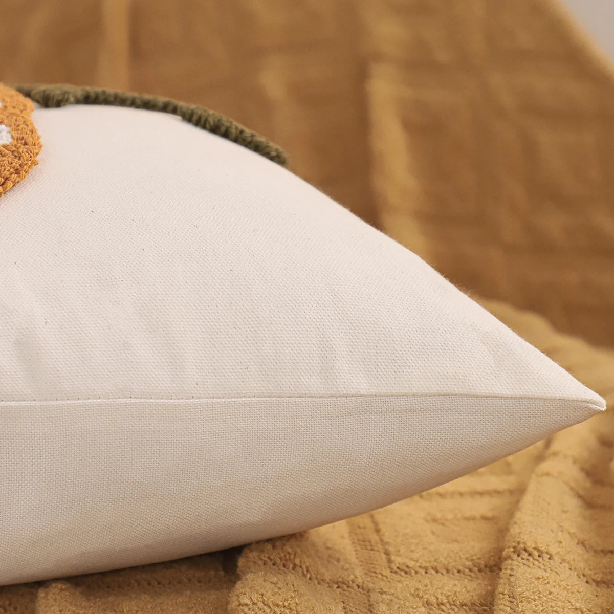 Tufted Halloween pillow cover with pumpkin and ghost embroidery, 18x18 inch festive fall cushion case for sofa, bed, and seasonal boho farmhouse décor