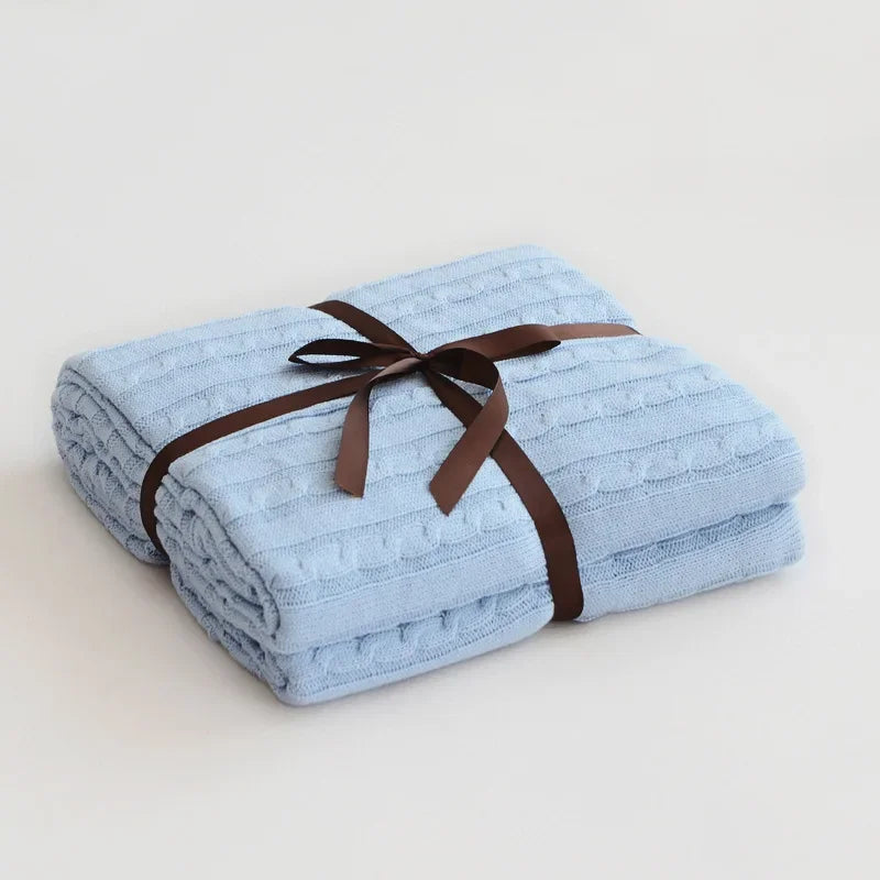 100% Cotton Cable Knit Throw Blanket – Soft & Breathable Boho Home Decor
