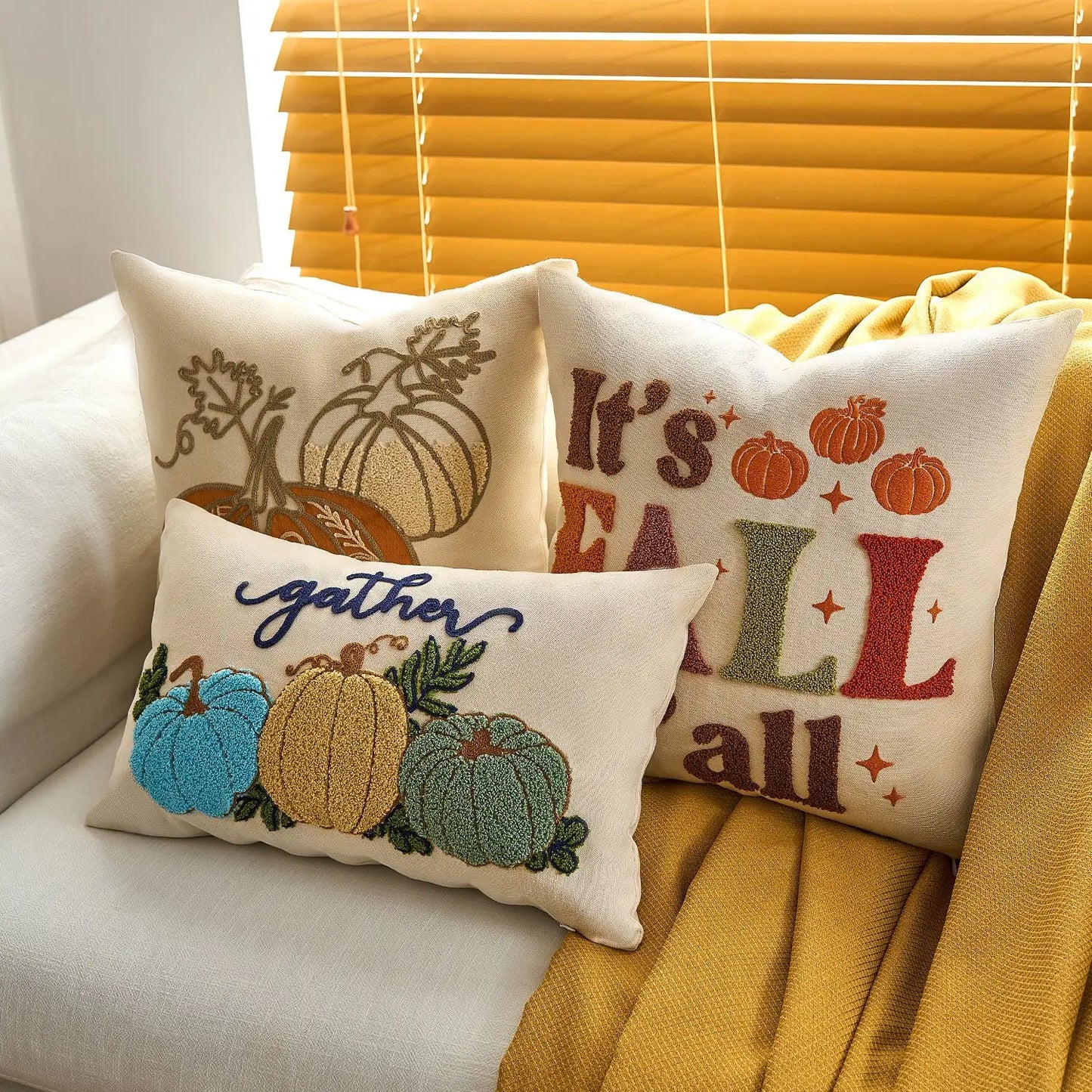 Halloween maple pumpkin throw pillow cover with festive lettering, autumn-themed decorative cushion for sofa, bed, and seasonal home decor