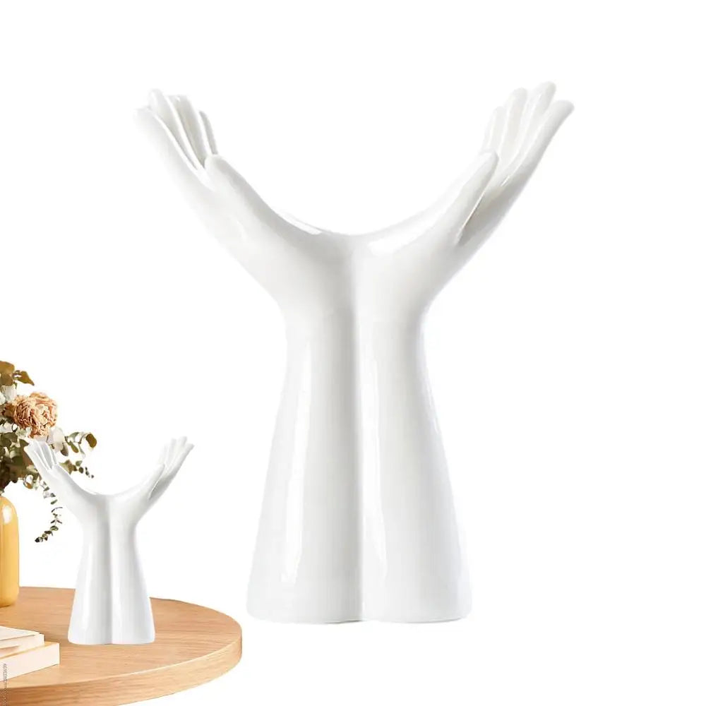 Modern Nordic Hand-Shaped Ceramic Vase – Unique Artistic Flower Pot for Home & Office Decor