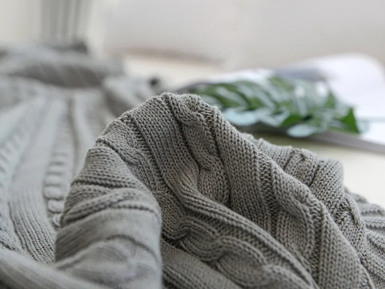 100% Cotton Cable Knit Throw Blanket – Soft & Breathable Boho Home Decor