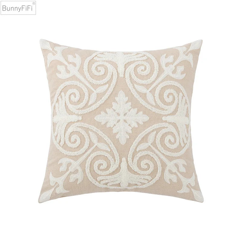Cozy Embroidered Throw Pillow Cover – Nordic-Inspired Boho Home Decor Accent