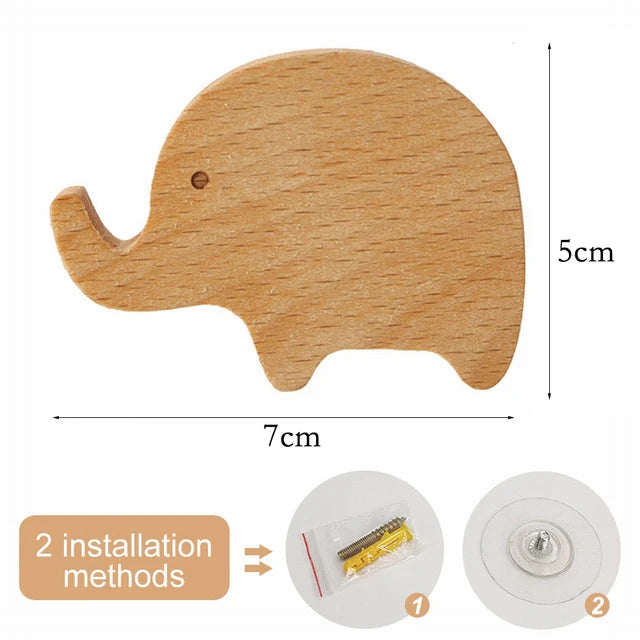 Cute Wooden Animal Wood Wall Hook – Beech Wood Decorative Hanger for Kids Rooms, Entryways, Kitchens & More (1pc) Giraffe Rabbit Hippo Cat Octopus Lion Cat Dog Elephant Dog Nursery Turtle Mountain Squid Jellyfish Flower Tree