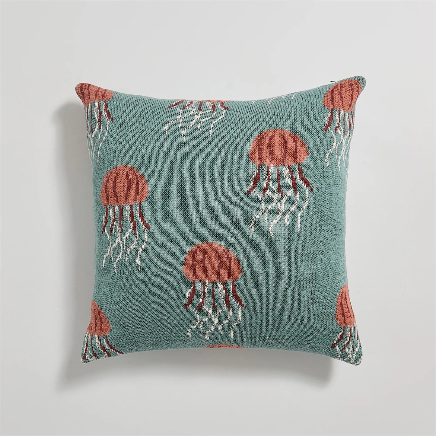 Elegant Jellyfish Embroidered Cotton Throw Pillow Cover â Ocean-Inspired Boho Home Decor Accent