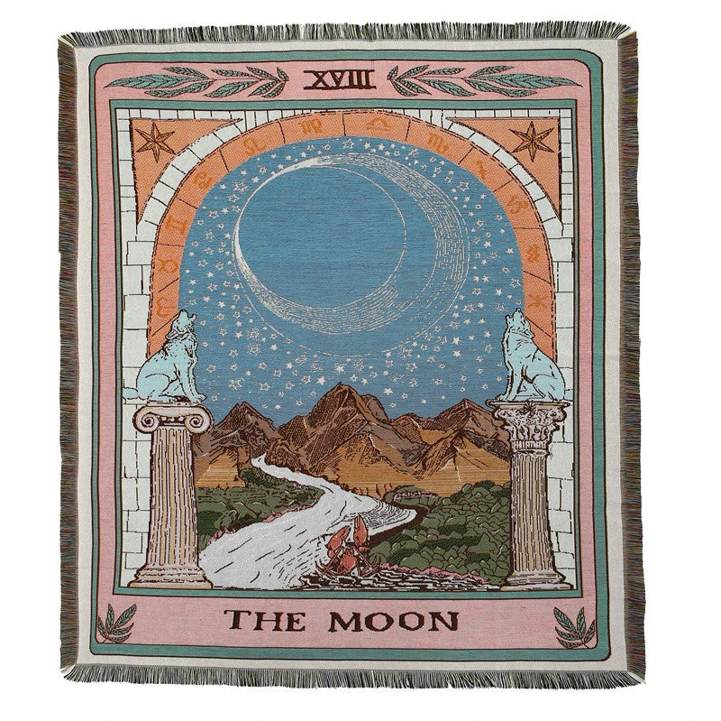 Tarot Tapestry Blanket – Boho Woven Throw for Sofa, Bed, Picnic & Travel