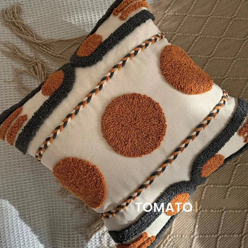 Bohemian Pillow Cushion Cover Geometry Embroidered Tassel Embroidery Pillowcase Throw Decorative Living Room Sofa Home Bed Decor Boho 1Pc