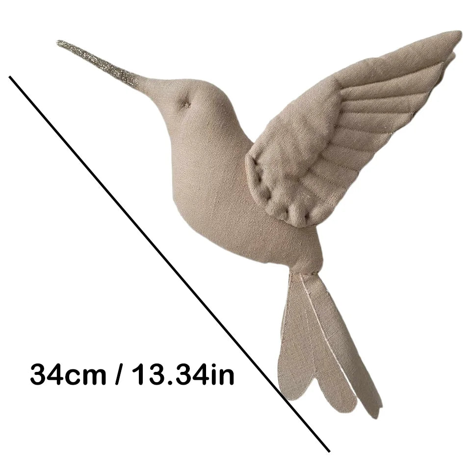 Cute Wall Hanging Hummingbird Plush Stuffed Doll Fabric Home Bedroom Nursery Room Decoration Hanging Bird Baby Decor