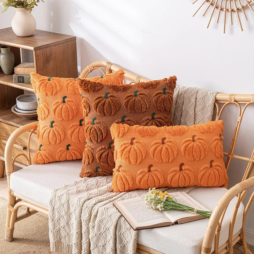 Plush Pumpkin Pillow Cover – Cozy Autumn Accent for Sofa or Bed