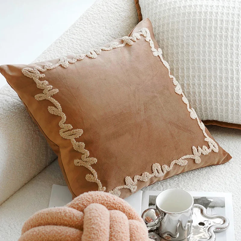 Animal Print Throw Pillow Cover – Light Luxury Embroidered Accent Cushion