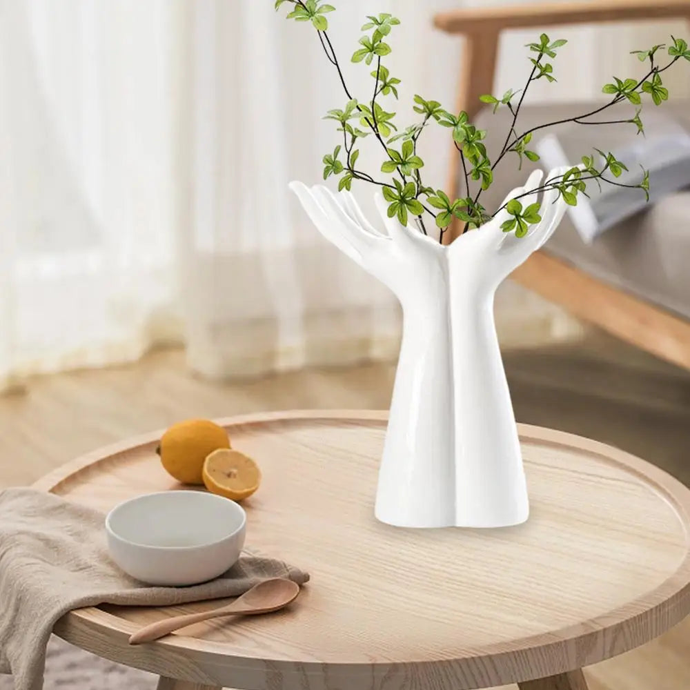 Modern Nordic Hand-Shaped Ceramic Vase – Unique Artistic Flower Pot for Home & Office Decor