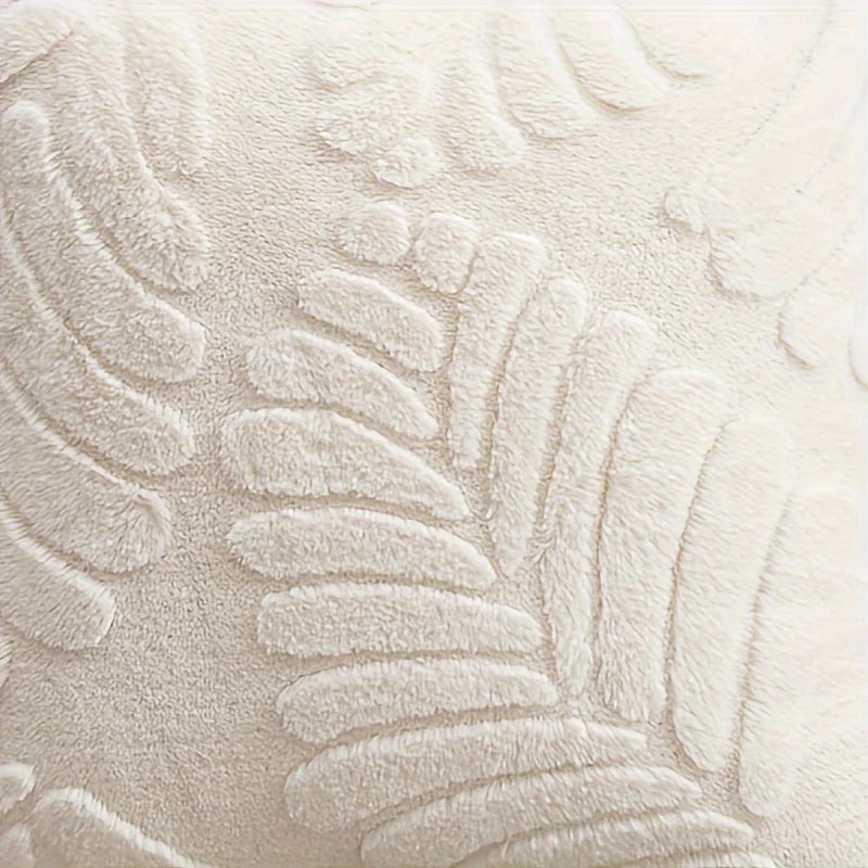 Faux Fur Jacquard Leaf Pillow Cover – Soft Accent Cushion