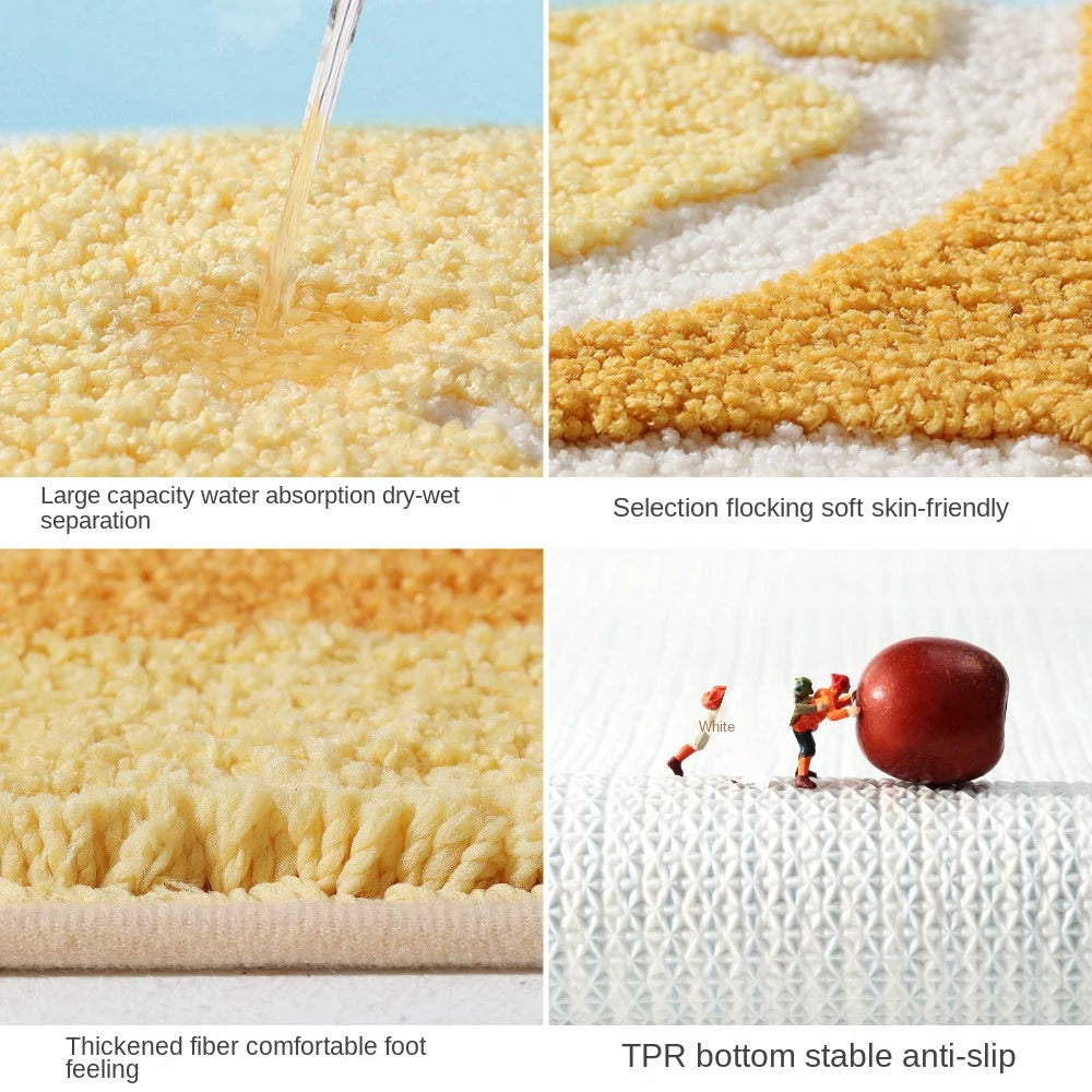 🌿 Ginkgo Leaf Microfiber Bath Mat – Plush, Quick-Dry & Anti-Slip Bathroom Rug