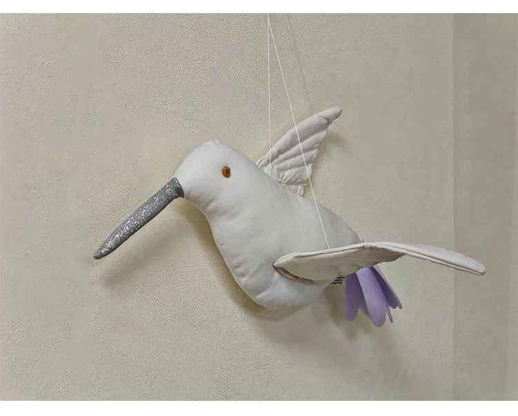 Cute Wall Hanging Hummingbird Plush Stuffed Doll Fabric Home Bedroom Nursery Room Decoration Hanging Bird Baby Decor