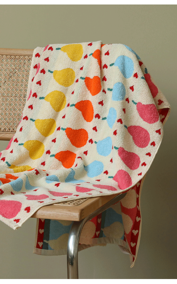 Pear Pattern Cotton Soft & Absorbent Boho Bath Towel