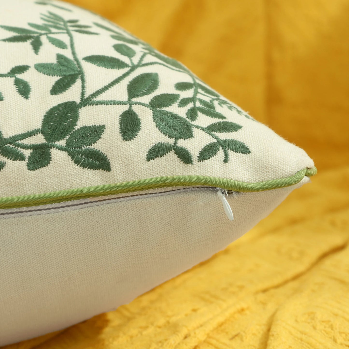 Boho Home Decor Embroidered Linen Cotton Pillowcase – Decorative Square Throw Pillow Cover for Sofa & Farmhouse Style