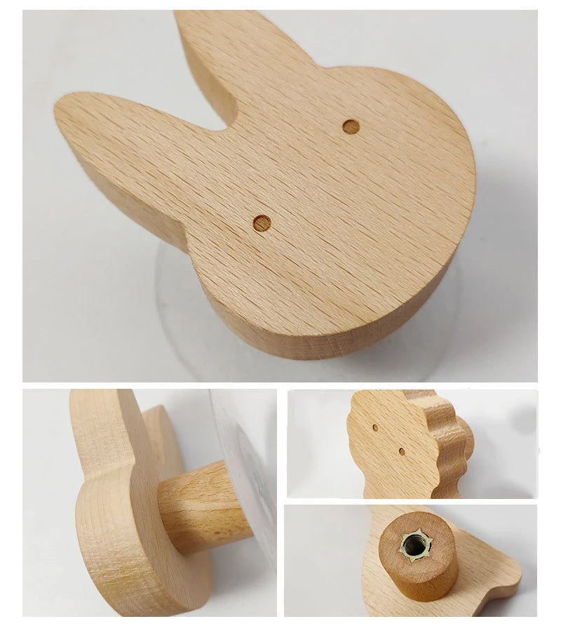 Cute Wooden Animal Wood Wall Hook – Beech Wood Decorative Hanger for Kids Rooms, Entryways, Kitchens & More (1pc) Giraffee Rabbit Hippo Cat Octopus Lion Cat Dog Elephant Dog Nursery