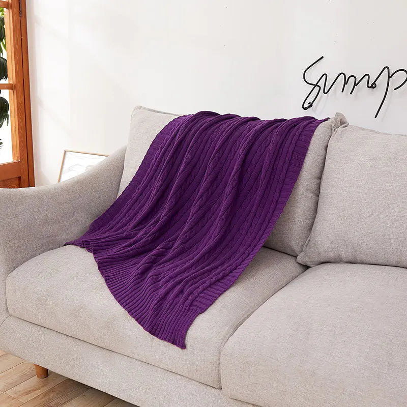 100% Cotton Cable Knit Throw Blanket – Soft & Breathable Boho Home Decor