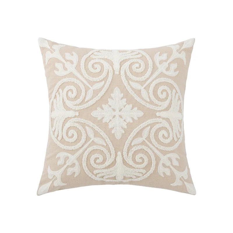 Cozy Embroidered Throw Pillow Cover – Nordic-Inspired Boho Home Decor Accent