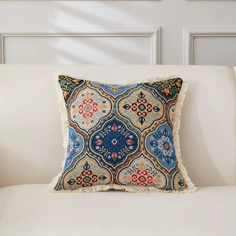 Retro Cotton & Linen Jacquard Throw Pillow Cover β 18" Γ 18" Vintage-Inspired Accent