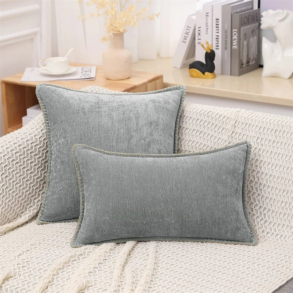 Luxury Chenille Throw Pillow Cover - Forest Green